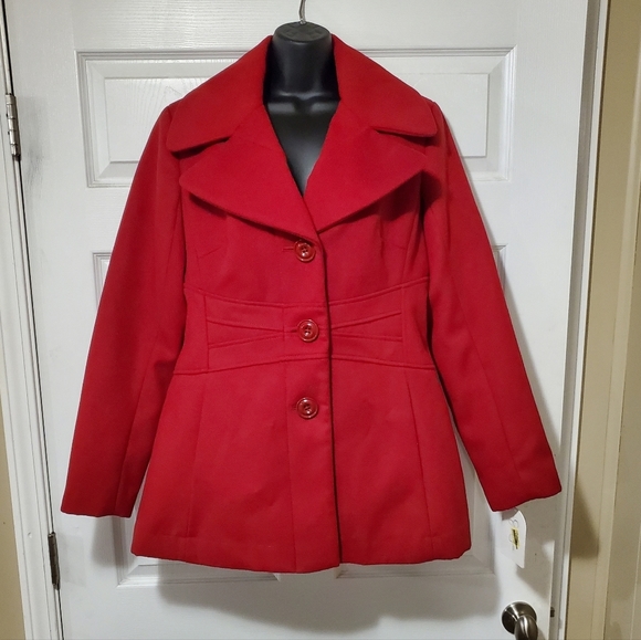 Jessica Simpson Jackets & Blazers - NEW! Jessica Simpson Red Pea Coat, Size Large